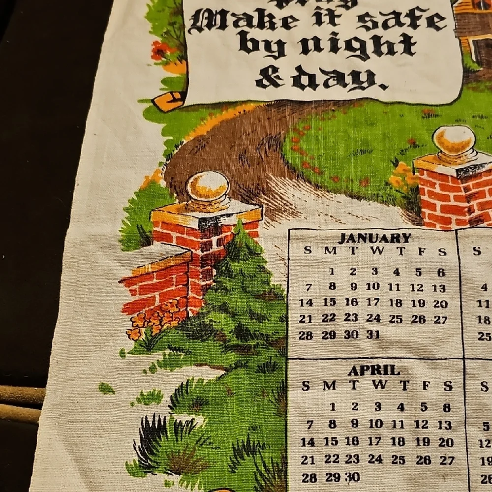 NEW VINTAGE RETRO Tea Towel Calender 1968 Kitchen Linen Excellent SHAPE!!!